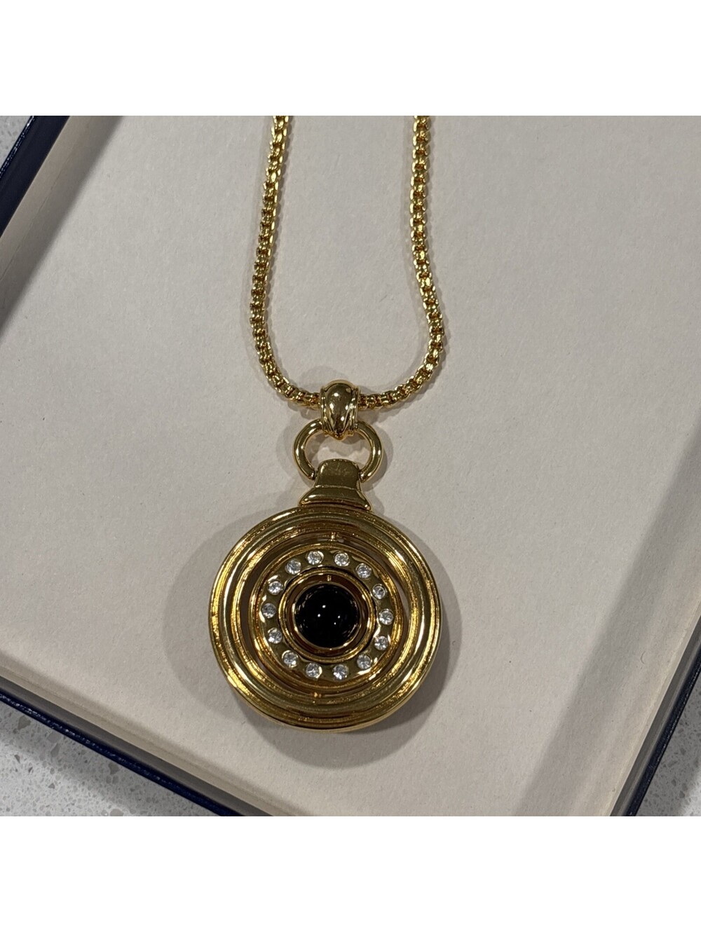FABULOUS KENNETH JAY LANE GOLDTONE CHAIN NECKLACE INTERCHANGEABLE SWIVEL PENDANT